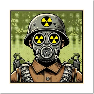 WWII Gas Mask Soldier Posters and Art
